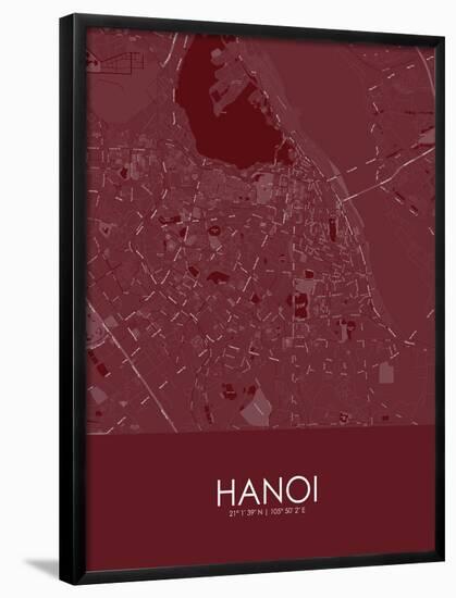 Hanoi, Viet Nam Red Map-null-Framed Poster