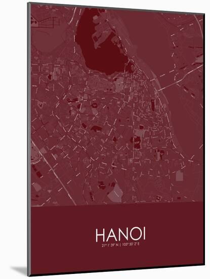 Hanoi, Viet Nam Red Map-null-Mounted Poster