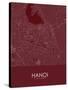 Hanoi, Viet Nam Red Map-null-Stretched Canvas