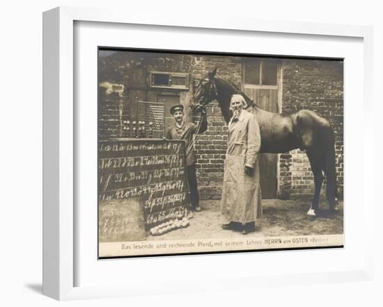 Hans' a Horse of Singular Mathmatical Skill with His Handler and His Tutor Wilhelm Von Osten-null-Framed Photographic Print