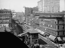 Elevated railroad, Wabash Avenue, Chicago, Illinois, c.1900-10-Hans Behm-Framed Stretched Canvas