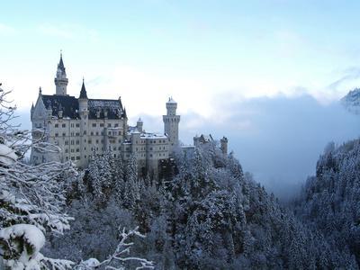 Neuschwanstein Castle in Winter, Schwangau, Allgau, Bavaria, Germany, Europe