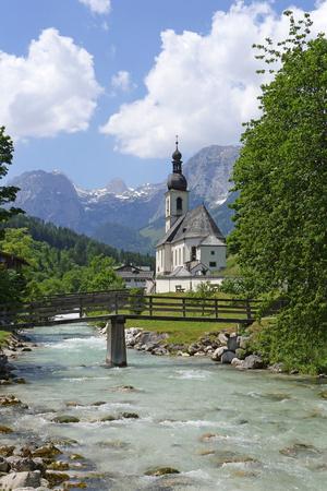 Parish Church against Reiteralpe, Ramsau, Upper Bavaria, Bavaria, Germany, Europe