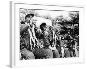 Hans Thorszelius Drinking Champagne and Bjorn Waldegaard, Winners of the Acropolis Rally, 1979-null-Framed Photographic Print