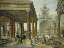 Palace Court, Detail from Fantastic Architectural View with Figures, 1568-Hans Vredeman de Vries-Giclee Print