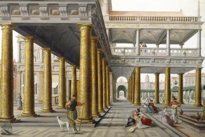 Palace Court, Detail from Fantastic Architectural View with Figures, 1568