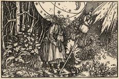 An Old Witch Working Magic Using Her Distaff to Cause a Storm-Hans Weidlitz-Mounted Art Print