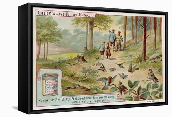 Hansel and Gretel: Birds Eating the Trail of Breadcrumbs Left by Hansel to Find the Way Home-null-Framed Stretched Canvas