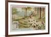 Hansel and Gretel: Birds Eating the Trail of Breadcrumbs Left by Hansel to Find the Way Home-null-Framed Giclee Print