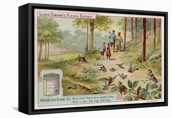 Hansel and Gretel: Birds Eating the Trail of Breadcrumbs Left by Hansel to Find the Way Home-null-Framed Stretched Canvas