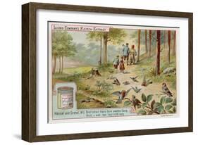 Hansel and Gretel: Birds Eating the Trail of Breadcrumbs Left by Hansel to Find the Way Home-null-Framed Giclee Print