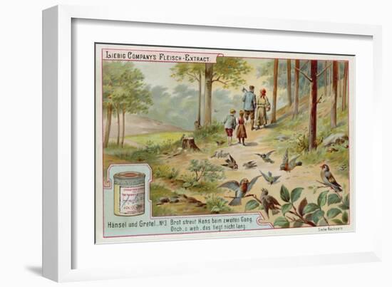 Hansel and Gretel: Birds Eating the Trail of Breadcrumbs Left by Hansel to Find the Way Home-null-Framed Giclee Print