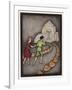 Hansel and Gretel Follow the Path up to the Witches House-Jennie Harbour-Framed Art Print