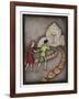 Hansel and Gretel Follow the Path up to the Witches House-Jennie Harbour-Framed Art Print