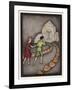 Hansel and Gretel Follow the Path up to the Witches House-Jennie Harbour-Framed Art Print