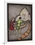 Hansel and Gretel Follow the Path up to the Witches House-Jennie Harbour-Framed Art Print