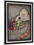 Hansel and Gretel Follow the Path up to the Witches House-Jennie Harbour-Framed Art Print