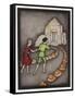 Hansel and Gretel Follow the Path up to the Witches House-Jennie Harbour-Framed Stretched Canvas