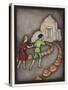 Hansel and Gretel Follow the Path up to the Witches House-Jennie Harbour-Stretched Canvas