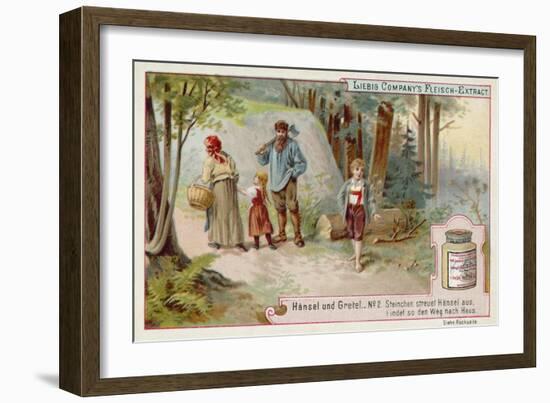 Hansel and Gretel: Hansel Leaving a Trail of Pebbles to Find the Way Home-null-Framed Giclee Print