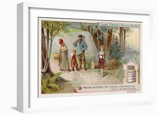 Hansel and Gretel: Hansel Leaving a Trail of Pebbles to Find the Way Home-null-Framed Giclee Print