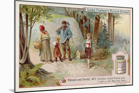 Hansel and Gretel: Hansel Leaving a Trail of Pebbles to Find the Way Home-null-Mounted Giclee Print