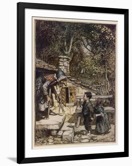 Hansel and Gretel, Meet Witch-Arthur Rackham-Framed Photographic Print
