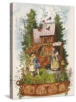 Hansel and Gretel Outside the Gingerbread House-Ludwig Richter-Stretched Canvas