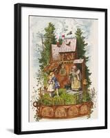 Hansel and Gretel Outside the Gingerbread House-Ludwig Richter-Framed Giclee Print