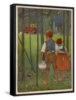 Hansel and Gretel See a Pretty Cottage in the Distance and Think They Might Shelter There-Willy Planck-Framed Stretched Canvas