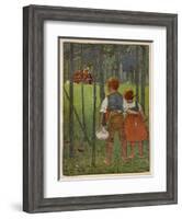 Hansel and Gretel See a Pretty Cottage in the Distance and Think They Might Shelter There-Willy Planck-Framed Art Print