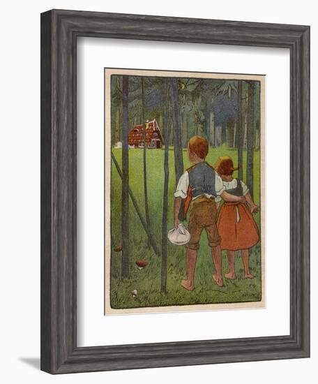 Hansel and Gretel See a Pretty Cottage in the Distance and Think They Might Shelter There-Willy Planck-Framed Art Print