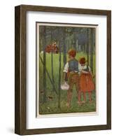 Hansel and Gretel See a Pretty Cottage in the Distance and Think They Might Shelter There-Willy Planck-Framed Art Print