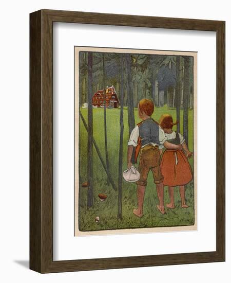 Hansel and Gretel See a Pretty Cottage in the Distance and Think They Might Shelter There-Willy Planck-Framed Art Print