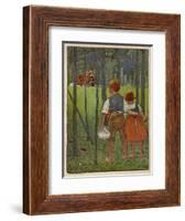 Hansel and Gretel See a Pretty Cottage in the Distance and Think They Might Shelter There-Willy Planck-Framed Art Print