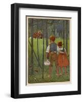 Hansel and Gretel See a Pretty Cottage in the Distance and Think They Might Shelter There-Willy Planck-Framed Art Print