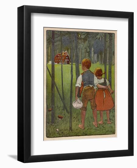 Hansel and Gretel See a Pretty Cottage in the Distance and Think They Might Shelter There-Willy Planck-Framed Art Print