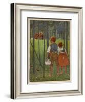 Hansel and Gretel See a Pretty Cottage in the Distance and Think They Might Shelter There-Willy Planck-Framed Art Print