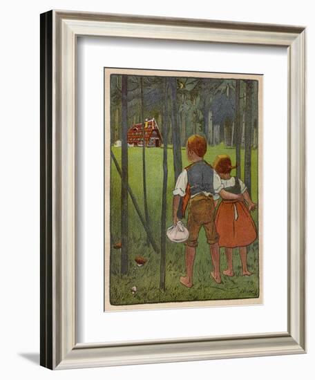 Hansel and Gretel See a Pretty Cottage in the Distance and Think They Might Shelter There-Willy Planck-Framed Art Print