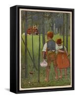 Hansel and Gretel See a Pretty Cottage in the Distance and Think They Might Shelter There-Willy Planck-Framed Stretched Canvas