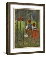 Hansel and Gretel See a Pretty Cottage in the Distance and Think They Might Shelter There-Willy Planck-Framed Art Print