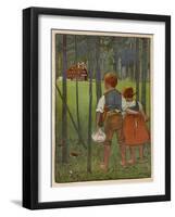 Hansel and Gretel See a Pretty Cottage in the Distance and Think They Might Shelter There-Willy Planck-Framed Art Print