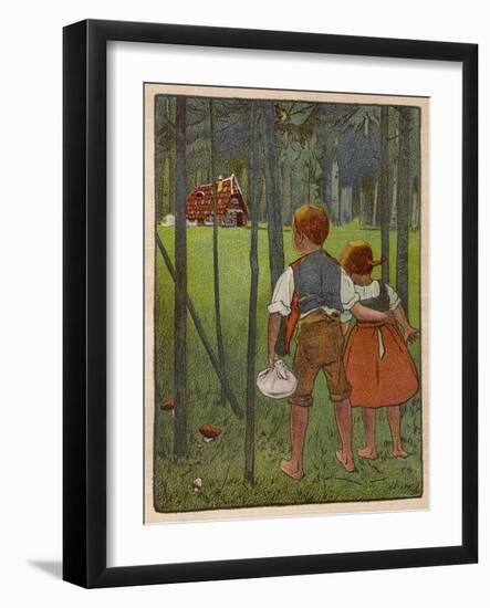 Hansel and Gretel See a Pretty Cottage in the Distance and Think They Might Shelter There-Willy Planck-Framed Art Print