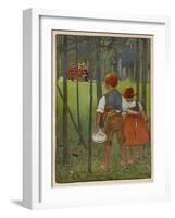 Hansel and Gretel See a Pretty Cottage in the Distance and Think They Might Shelter There-Willy Planck-Framed Art Print