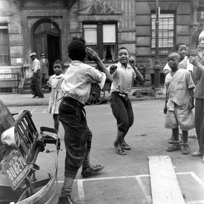 Two Boys Play-Fight While Other Children Look On, Harlem, 1938