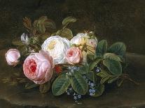 Still Life with Roses and Forget-Me-Nots-Hansine Eckersberg-Stretched Canvas