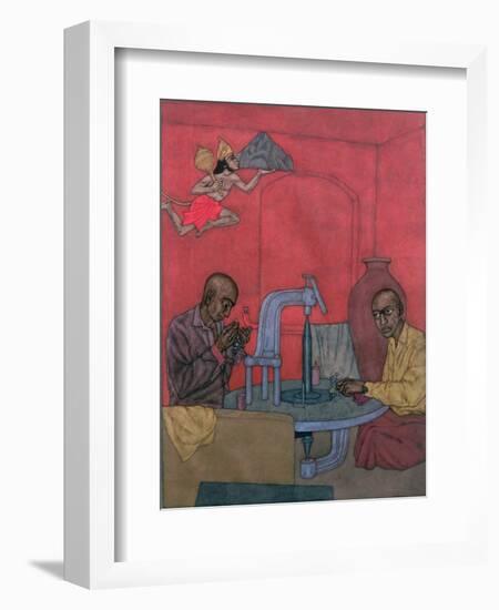 Hanuman - Diamond Polishers, 1996-Shanti Panchal-Framed Giclee Print