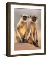 Hanuman Langur Two Adolescents Sitting, Thar Desert, Rajasthan, India-Jean-pierre Zwaenepoel-Framed Photographic Print