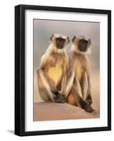 Hanuman Langur Two Adolescents Sitting, Thar Desert, Rajasthan, India-Jean-pierre Zwaenepoel-Framed Photographic Print