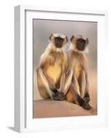 Hanuman Langur Two Adolescents Sitting, Thar Desert, Rajasthan, India-Jean-pierre Zwaenepoel-Framed Photographic Print